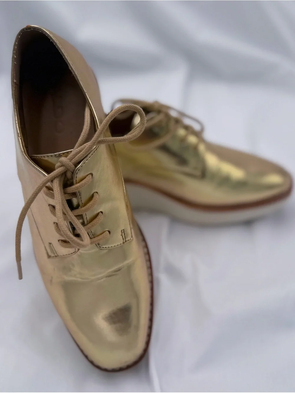 Aldo Gold Metallic Platform Derby Shoes - Women